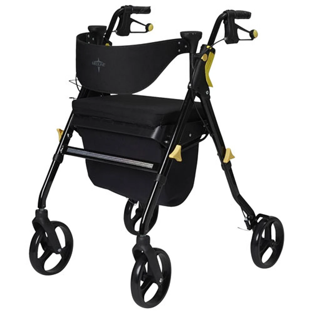 Medline Empower Premium Rollator Walker with Storage Bag & Cup Holder - Black