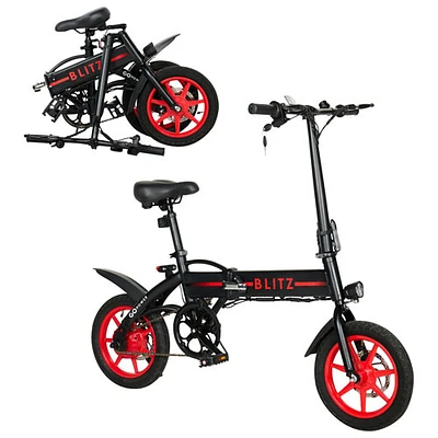 GoPowerBike GoBlitz Foldable Electric City Bike (350W Motor / up to 48km Battery Range / 32km/h Top Speed)- Black