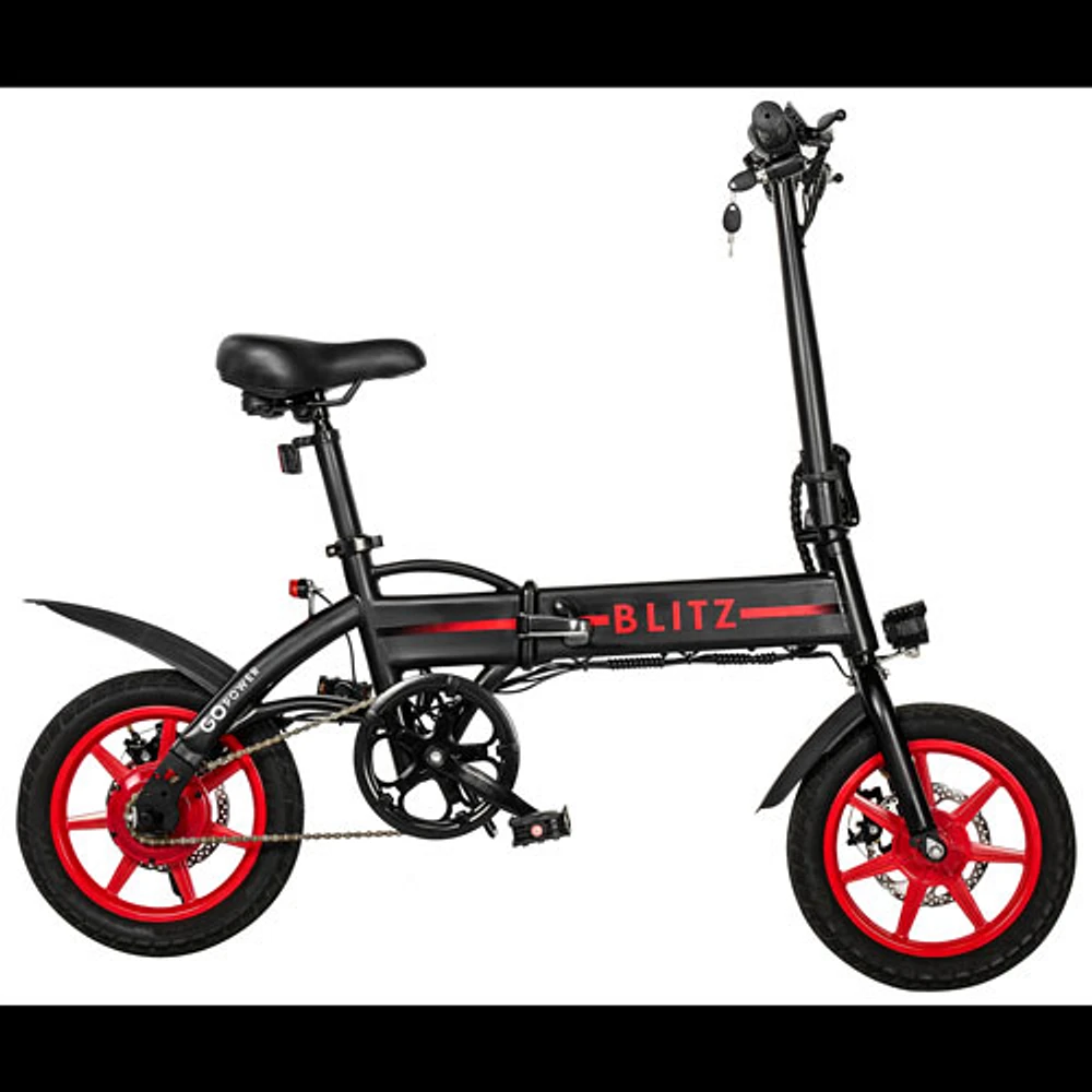 GoPowerBike GoBlitz Foldable Electric City Bike (350W Motor / up to 48km Battery Range / 32km/h Top Speed)- Black