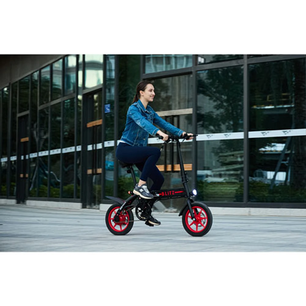 GoPowerBike GoBlitz Foldable Electric City Bike (350W Motor / up to 48km Battery Range / 32km/h Top Speed)- Black