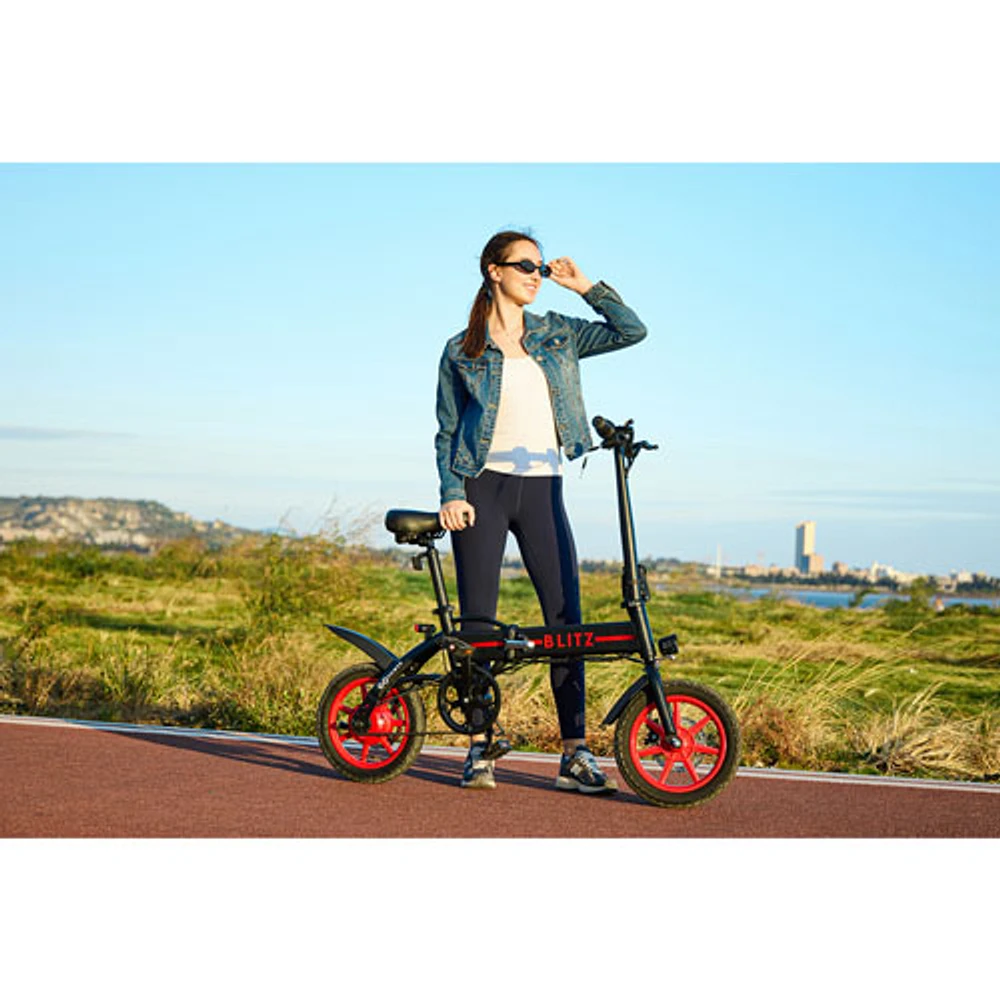 GoPowerBike GoBlitz Foldable Electric City Bike (350W Motor / up to 48km Battery Range / 32km/h Top Speed)- Black