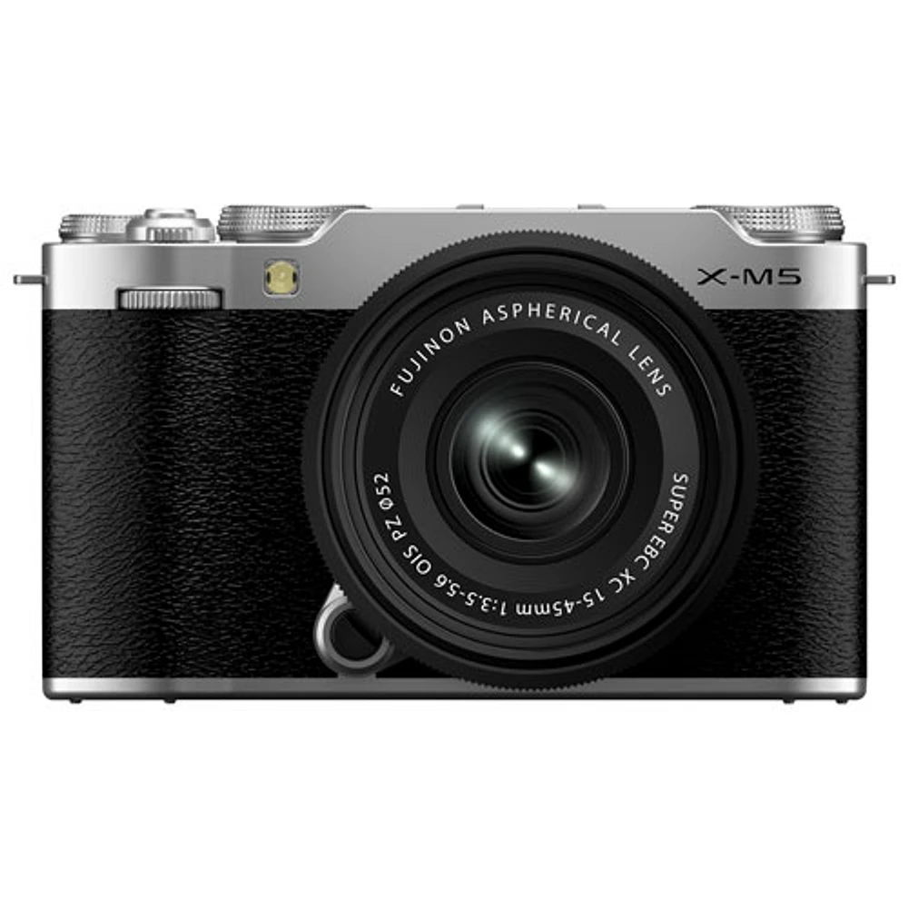 Fujifilm X-M5 Mirrorless Camera with XC 15-45mm OIS PZ Lens Kit - Silver