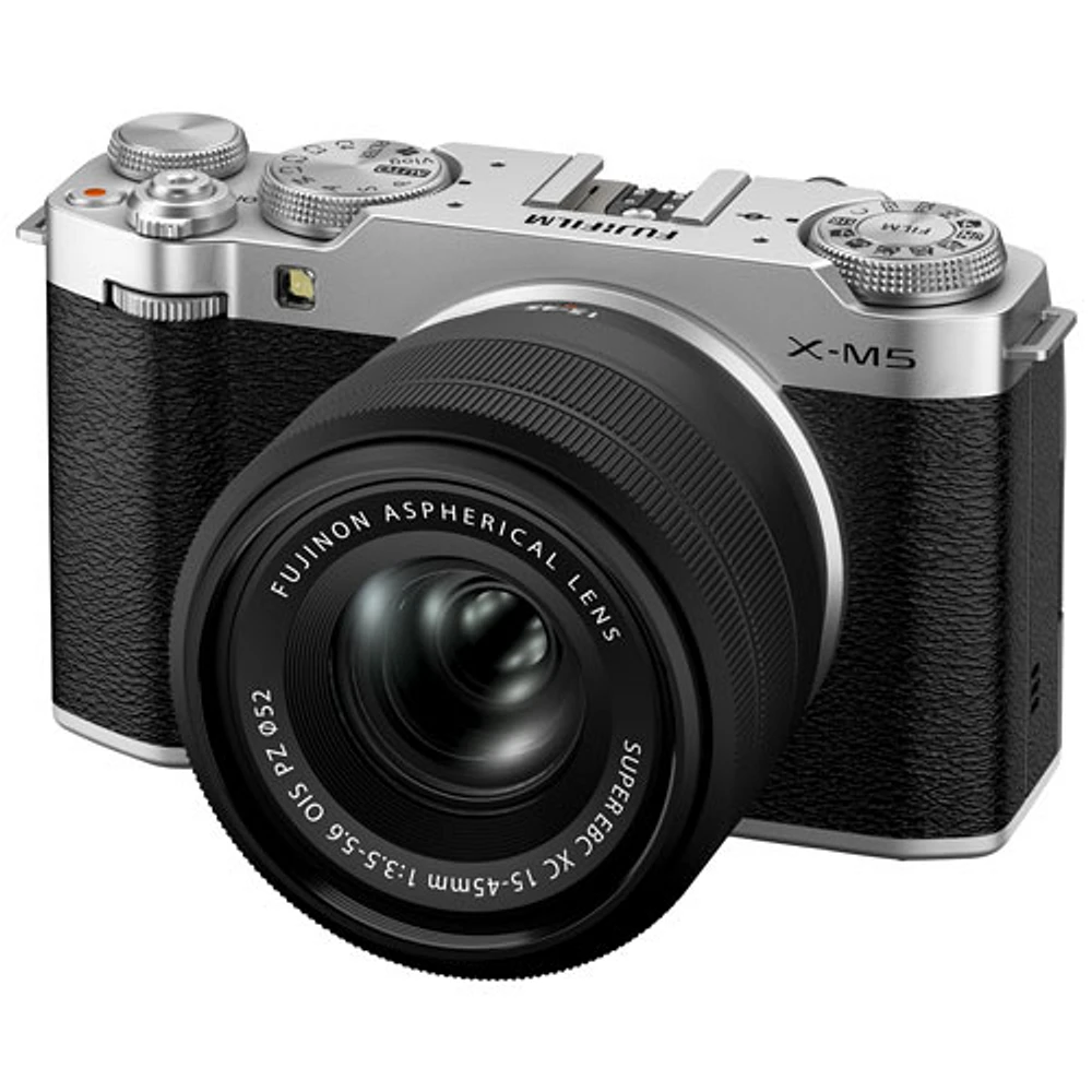 Fujifilm X-M5 Mirrorless Camera with XC 15-45mm OIS PZ Lens Kit - Silver