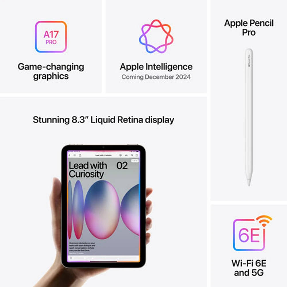 iPad mini 8,3 po Go avec Wi-Fi & 5G (7e génération) d'Apple