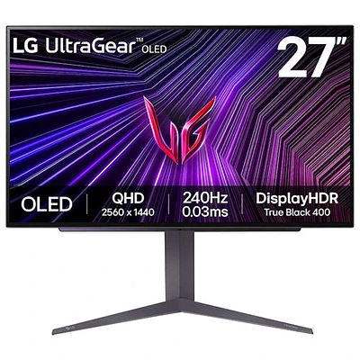 LG UltraGear 27" QHD 240Hz 0.03ms GTG OLED LED G-Sync FreeSync Gaming Monitor (27GS93QE-B) - Purple Grey