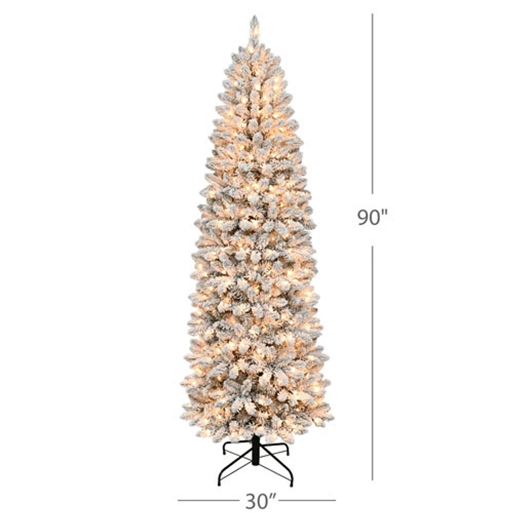 Puleo 7.5 Ft. Pre-lit Slim Frosted Birmingham Christmas Fir Tree (301-BIFLSL-75C350CUL)