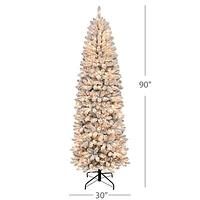 Puleo 7.5 Ft. Pre-lit Slim Frosted Birmingham Christmas Fir Tree (301-BIFLSL-75C350CUL)