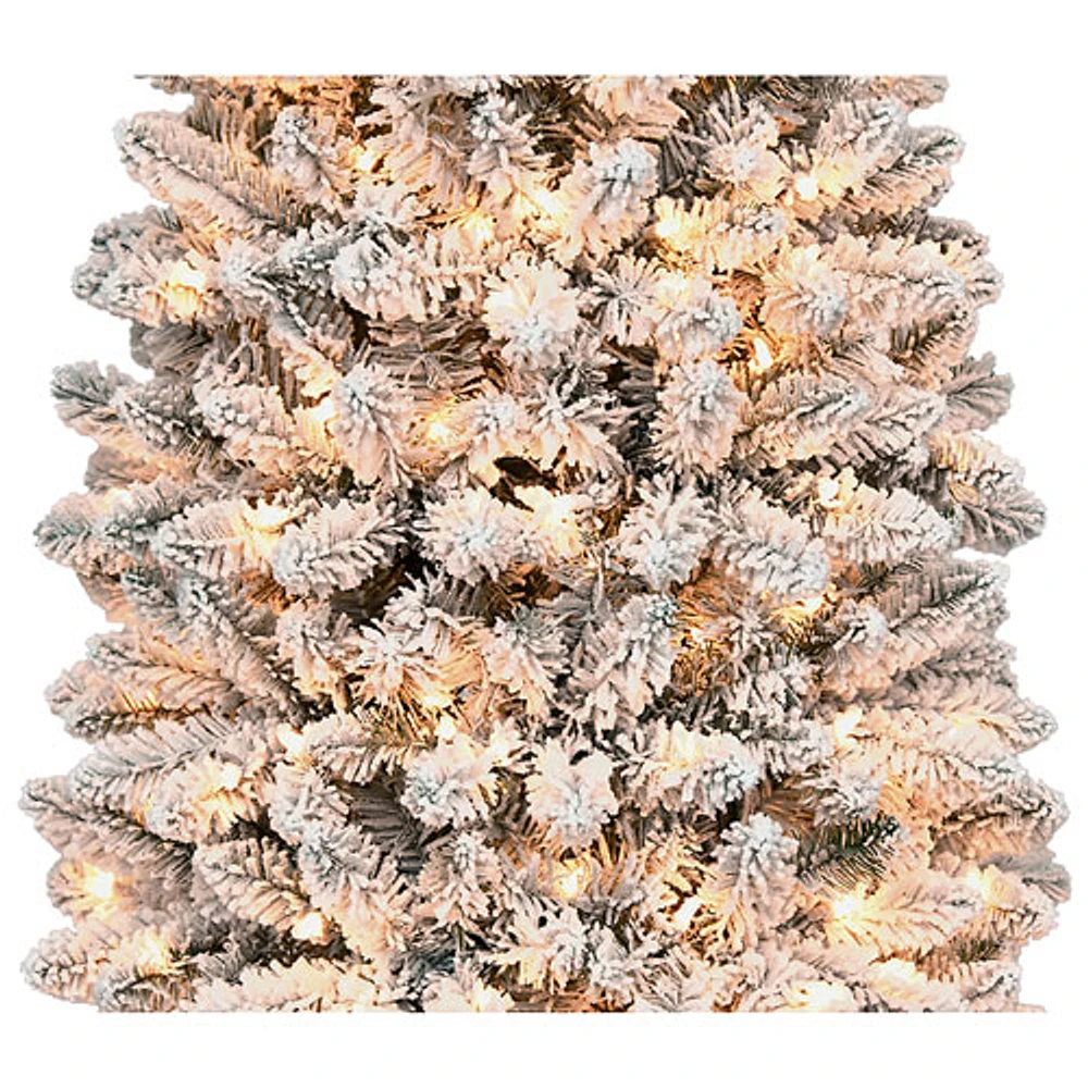 Puleo 7.5 Ft. Pre-lit Slim Frosted Birmingham Christmas Fir Tree (301-BIFLSL-75C350CUL)