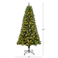 Arbre de Noël de 7 pi avec lumières de Puleo (357OFD70LDF3KZ350CUL) - Épinette Oxford