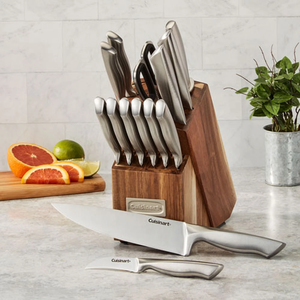Cuisinart German Steel 15-Piece Knife Block Set (C77SS-15PGAC) - Stainless Steel/Wood