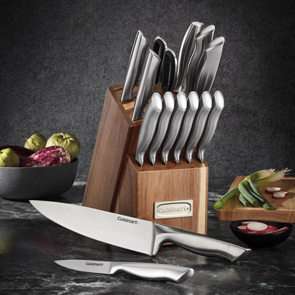 Cuisinart German Steel 15-Piece Knife Block Set (C77SS-15PGAC) - Stainless Steel/Wood