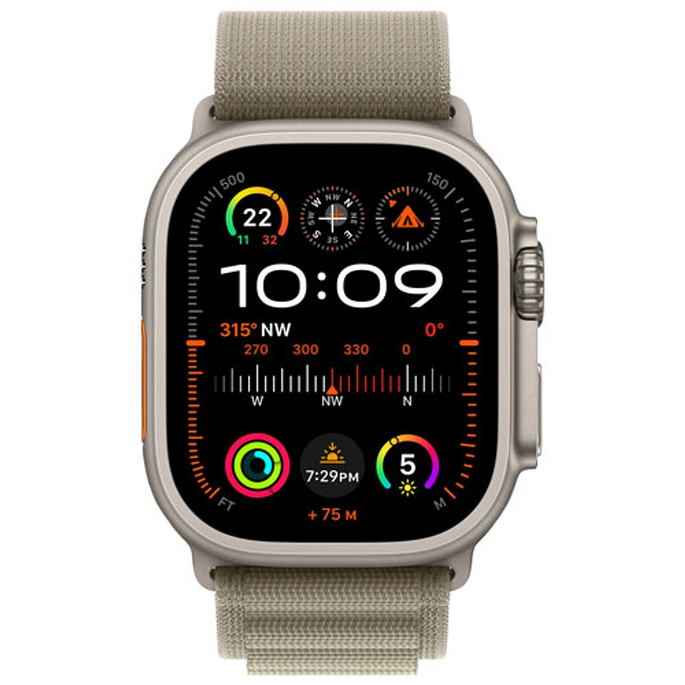 Koodo Apple Watch Ultra 2 (GPS + Cellular) 49mm Titanium Case with Olive Alpine Loop - Large 165-210mm - Monthly Tab Payment