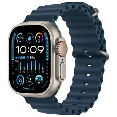 Apple Watch Ultra 2 (GPS + cellulaire) avec boîtier de 49 mm en titane et bracelet océan bleu par Koodo - Paiement Balance mensuel