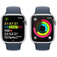 Koodo Apple Watch Series 9 (GPS + Cellular) 45mm Silver Aluminum Case with Storm Blue Sport Band - Medium/Large 160-210mm - Monthly Tab Payment