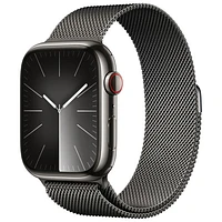 Apple Watch Series 9 (GPS + Cellulaire) avec boîtier de 45 mm en acier inoxydable graphite et bracelet milanais graphite par Koodo - Paiement Balance mensuel