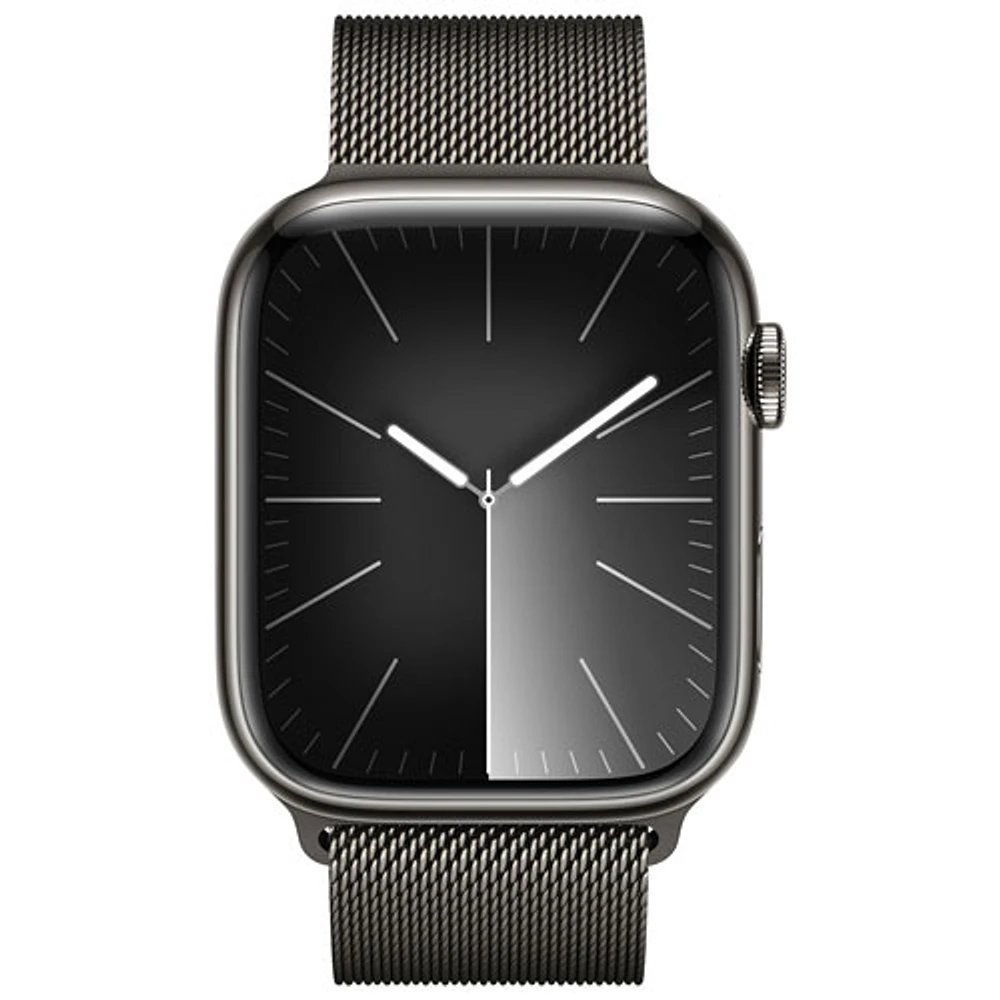 Apple Watch Series 9 (GPS + Cellulaire) avec boîtier de 45 mm en acier inoxydable graphite et bracelet milanais graphite par Koodo - Paiement Balance mensuel