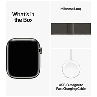 Apple Watch Series 9 (GPS + Cellulaire) avec boîtier de 45 mm en acier inoxydable graphite et bracelet milanais graphite par Koodo - Paiement Balance mensuel