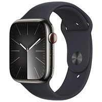 Koodo Apple Watch Series 9 (GPS + Cellular) 45mm Graphite Stainless Steel Case with Midnight Sport Band - Small/Medium 140-190mm - Monthly Tab Payment