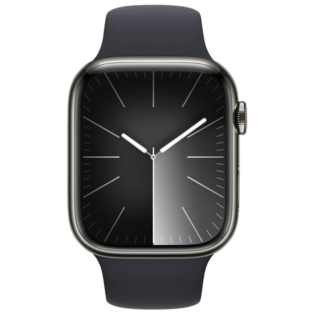 Koodo Apple Watch Series 9 (GPS + Cellular) 45mm Graphite Stainless Steel Case with Midnight Sport Band - Small/Medium 140-190mm - Monthly Tab Payment