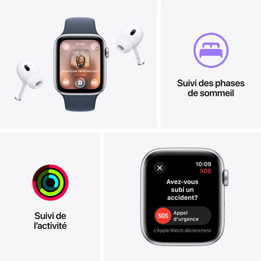 Apple Watch SE (GPS + cellulaire) avec boîtier de mm en aluminium comète et bracelet sport comète par Koodo - Petit/Moyen