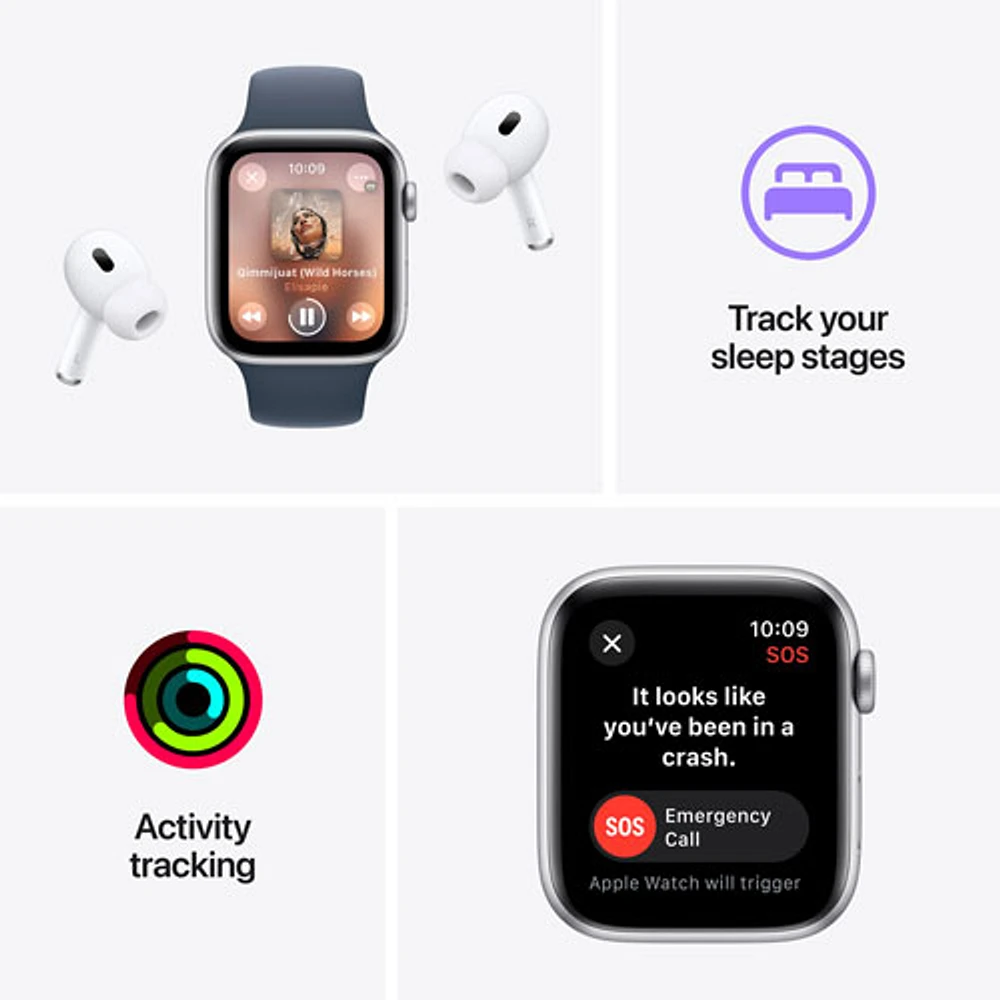 Apple Watch SE (GPS + cellulaire) avec boîtier de mm en aluminium comète et bracelet sport comète par Koodo - Petit/Moyen