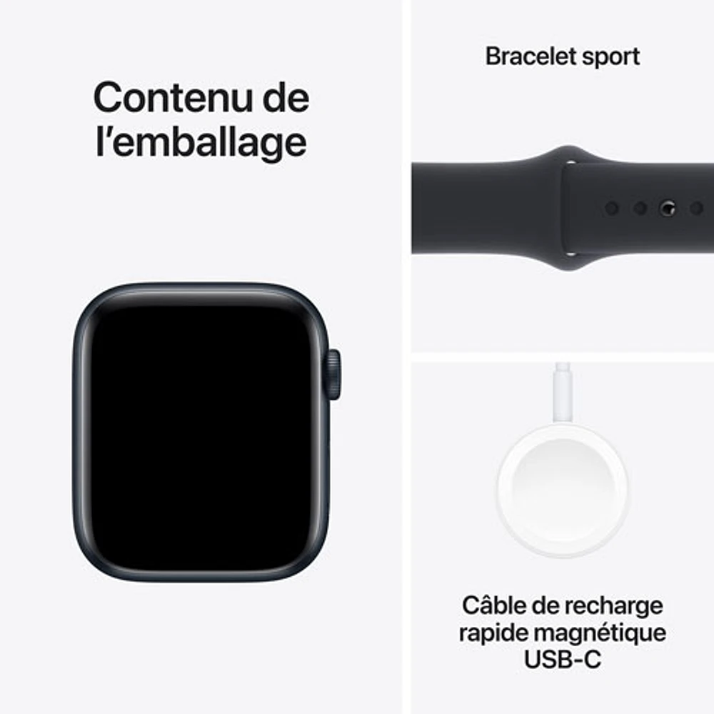 Apple Watch SE (GPS + cellulaire) avec boîtier de mm en aluminium minuit et bracelet sport minuit par Koodo - Petit/Moyen