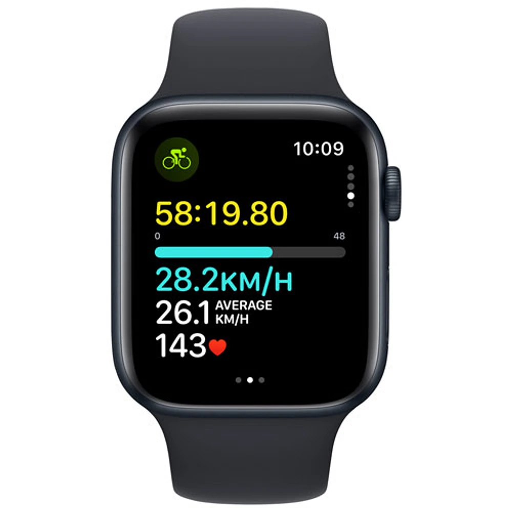 Apple Watch SE (GPS + cellulaire) avec boîtier de mm en aluminium minuit et bracelet sport minuit par Koodo - Petit/Moyen