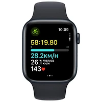 Apple Watch SE (GPS + cellulaire) avec boîtier de mm en aluminium minuit et bracelet sport minuit par Koodo - Petit/Moyen