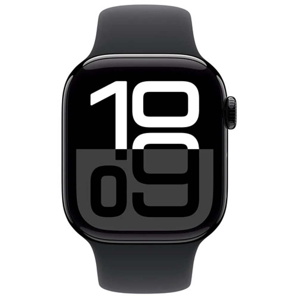 Koodo Apple Watch Series 10 (GPS + Cellular) 42mm Jet Black Aluminum Case with Black Sport Band - Small/ Medium - Monthly Tab Payment