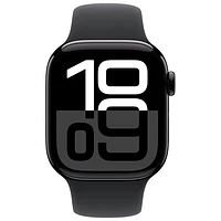 Apple Watch Series 10 (GPS + cellulaire) avec boîtier de mm en aluminium noir de jais et bracelet sport noir par Koodo - Moyen/Grand