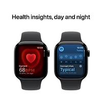 Apple Watch Series 10 (GPS + cellulaire) avec boîtier de mm en aluminium noir de jais et bracelet sport noir par Koodo - Moyen/Grand