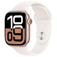 Apple Watch Series 10 (GPS + cellulaire) avec boîtier de mm en aluminium rose doré et bracelet sport rose tendre par Koodo - Moyen/Grand