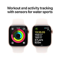 Apple Watch Series 10 (GPS + cellulaire) avec boîtier de mm en aluminium rose doré et bracelet sport rose tendre par Koodo - Moyen/Grand