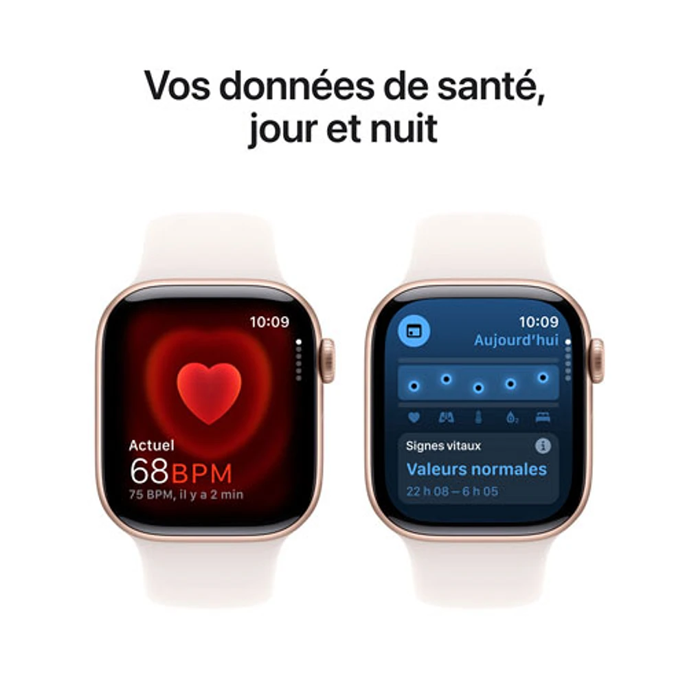 Apple Watch Series 10 (GPS + cellulaire) avec boîtier de mm en aluminium rose doré et bracelet sport rose tendre par Koodo - Moyen/Grand