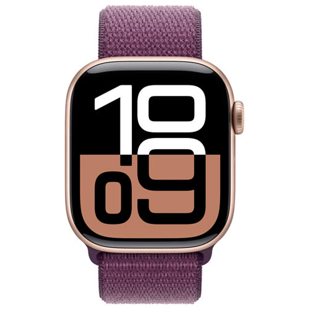 Koodo Apple Watch Series 10 (GPS + Cellular) 42mm Rose Gold Aluminum Case with Plum Sport Loop - Monthly Tab Payment