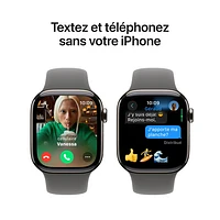 Apple Watch Series 10 (GPS + cellulaire) avec boîtier de 42 mm en titane naturel et bracelet gris pierre par Koodo - Moyen/Grand - Paiement Balance mensuel