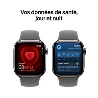 Apple Watch Series 10 (GPS + cellulaire) avec boîtier de 42 mm en titane naturel et bracelet gris pierre par Koodo - Moyen/Grand - Paiement Balance mensuel