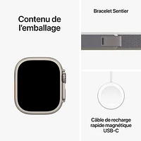 Apple Watch Ultra 2 (GPS + cellulaire) avec boîtier de 49 mm en titane et bracelet à rabat sentier vert/gris par Koodo - Petit/Moyen 130-180 mm - Paiement Balance mensuel