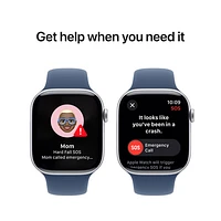 Koodo Apple Watch Series 10 (GPS + Cellular) 46mm Silver Aluminum Case with Denim Sport Band - Medium/Large - Monthly Tab Payment