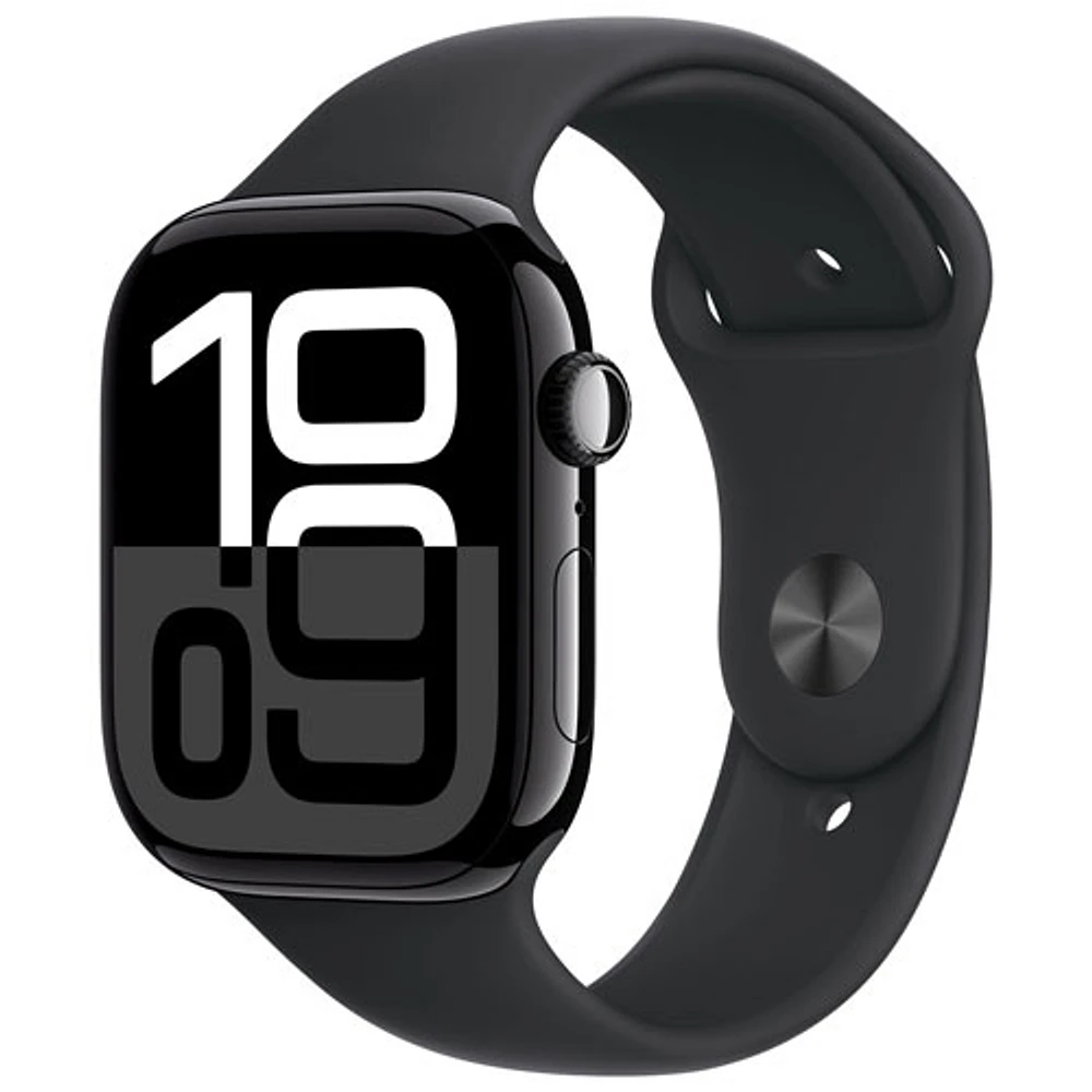 Koodo Apple Watch Series 10 (GPS + Cellular) 46mm Jet Black Aluminum Case with Black Sport Band - / Medium