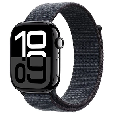 Koodo Apple Watch Series 10 (GPS + Cellular) 46mm Jet Black Aluminum Case with Ink Sport Loop - Monthly Tab Payment