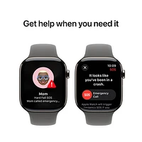 Apple Watch Series 10 (GPS + cellulaire) avec boîtier de 46 mm en titane naturel et bracelet sport gris pierre par Koodo - Moyen/Grand - Paiement Balance mensuel