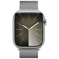 Koodo Apple Watch Series 9 (GPS + Cellular) 45mm Silver Stainless Steel Case with Silver Milanese Loop - Large - Monthly Tab Payment