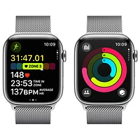 Koodo Apple Watch Series 9 (GPS + Cellular) 45mm Silver Stainless Steel Case with Silver Milanese Loop - Large - Monthly Tab Payment