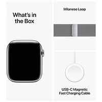 Koodo Apple Watch Series 9 (GPS + Cellular) 45mm Silver Stainless Steel Case with Silver Milanese Loop - Large - Monthly Tab Payment