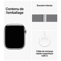 Koodo Apple Watch Series 9 (GPS + Cellular) 45mm Silver Stainless Steel Case with Silver Milanese Loop - Large - Monthly Tab Payment