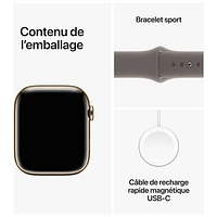 Koodo Apple Watch Series 9 (GPS + Cellular) 45mm Gold Stainless Steel Case with Clay Sport Band - Small/Medium 140-190mm - Monthly Tab Payment