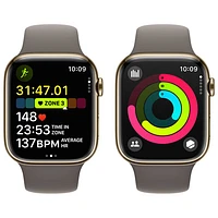 Koodo Apple Watch Series 9 (GPS + Cellular) 45mm Gold Stainless Steel Case with Clay Sport Band - Small/Medium 140-190mm - Monthly Tab Payment