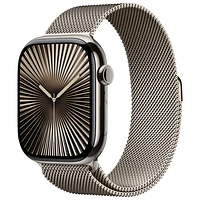 Apple Watch Series 10 (GPS + cellulaire) avec boîtier de 46 mm en titane naturel et bracelet milanais à rabat naturel par Koodo - Moyen/Grand - Paiement Balance mensuel