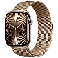 Apple Watch Series 10 (GPS + cellulaire) avec boîtier de 46 mm en titane or et bracelet milanais or par Koodo - Moyen/Grand - Paiement Balance mensuel